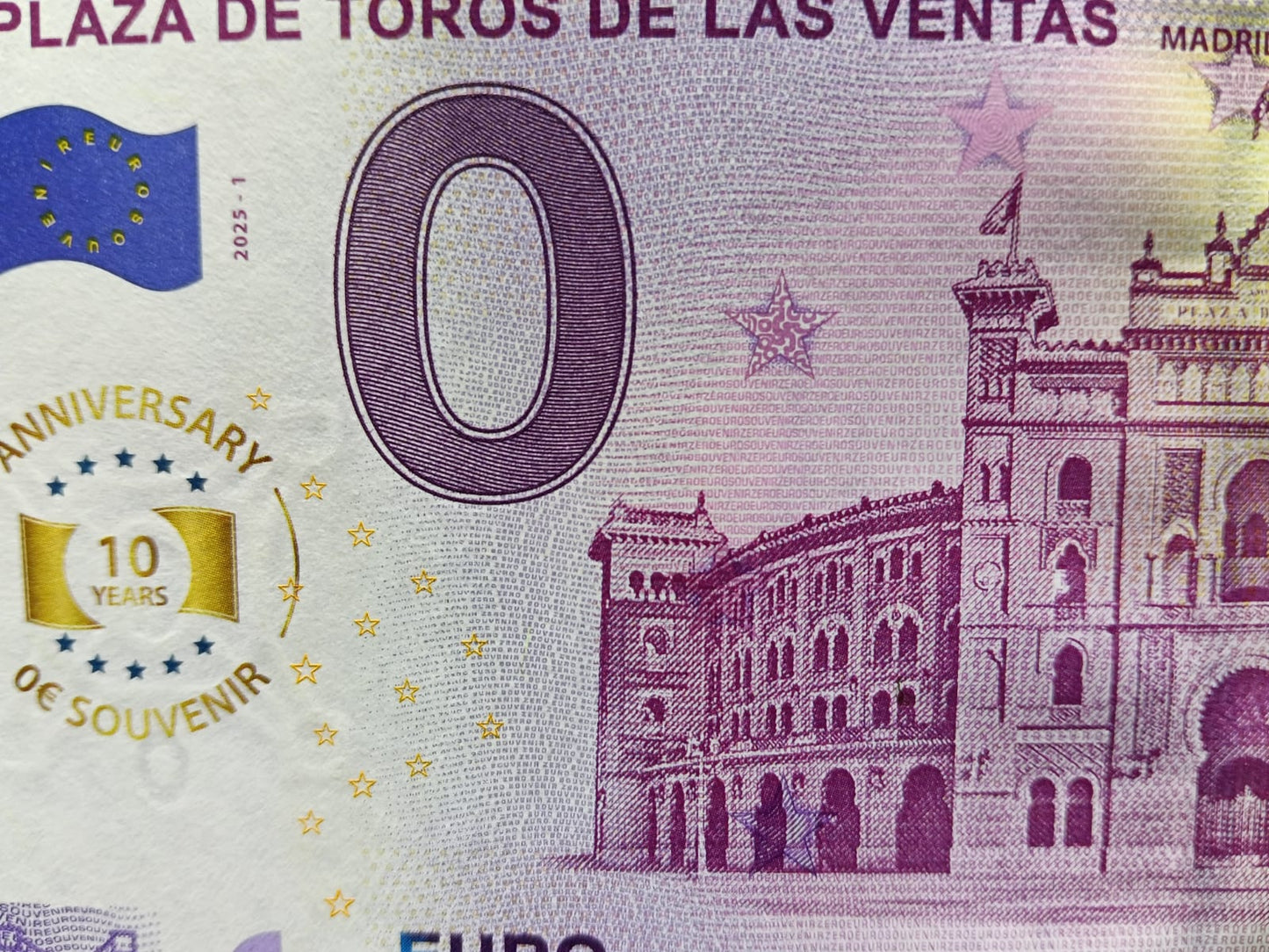Edición 2025 Billete Euro Souvenir - PLAZA DE TOROS DE LAS VENTAS 2025 versión anIversary