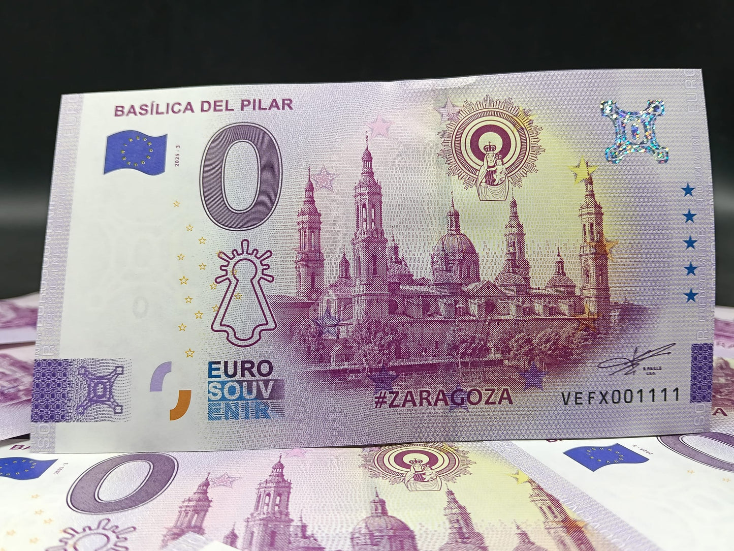 Edición 2025. Billete Euro Souvenir BASILICA DEL PILAR 2025 versión normal