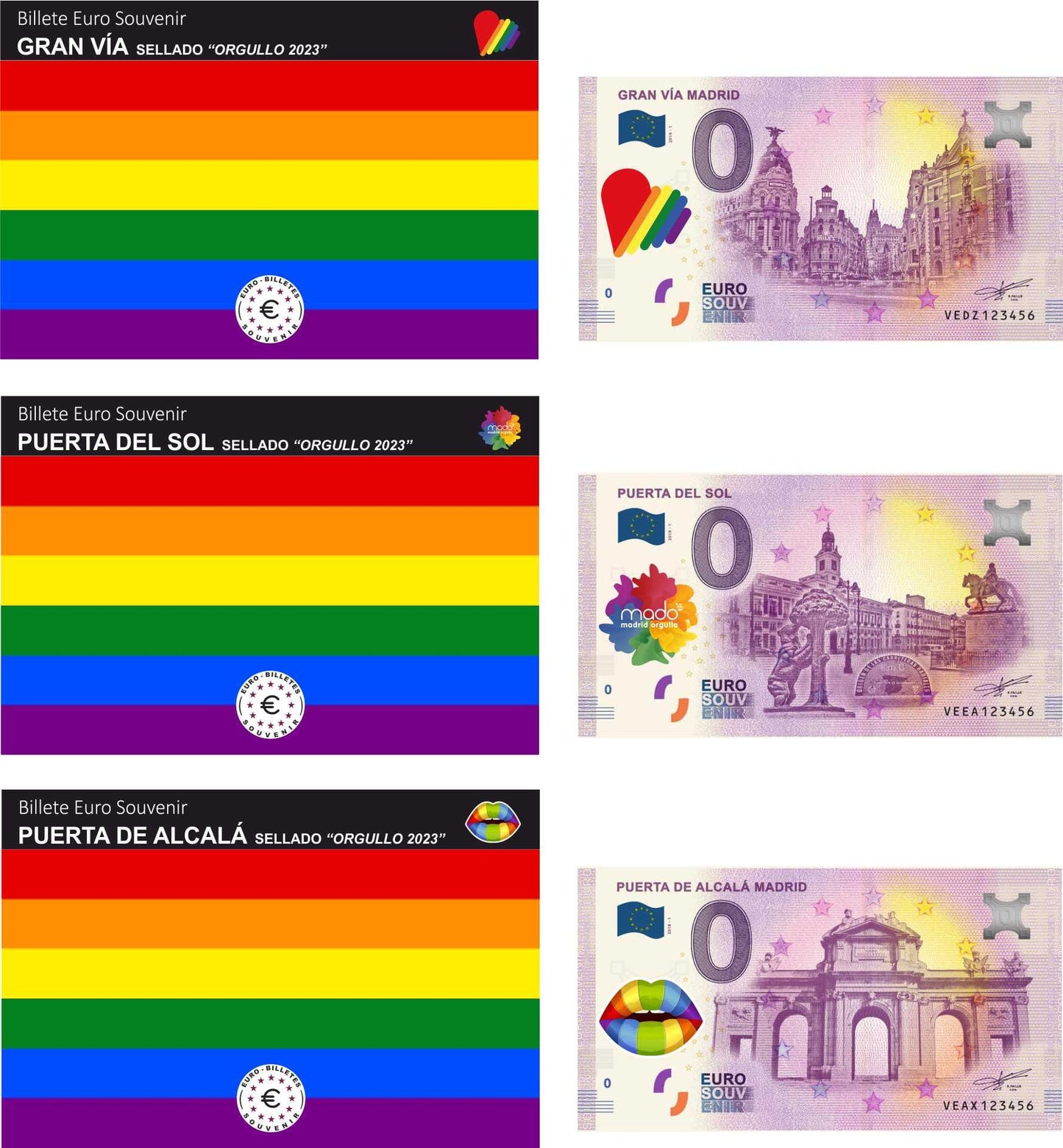 Collector's pack orgullo 2023 3 billetes con sello