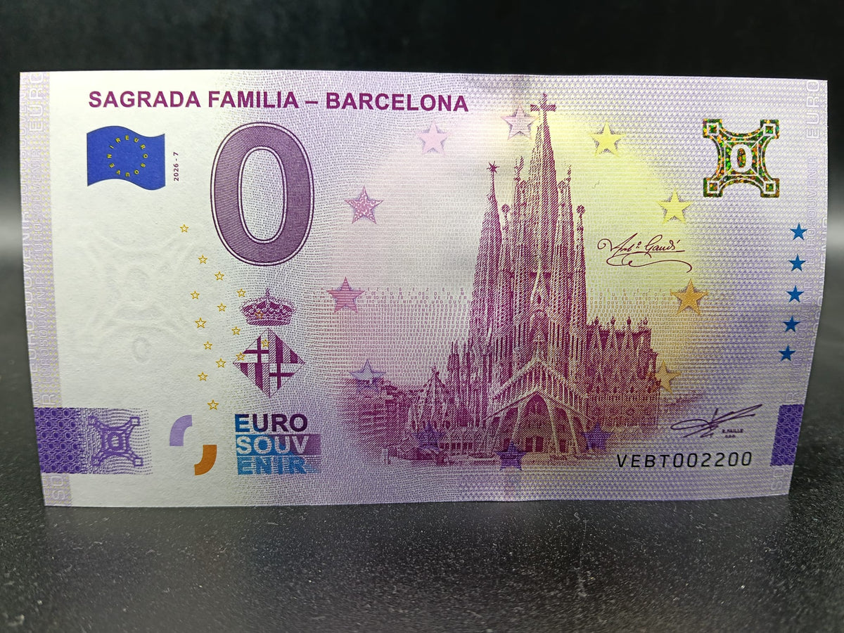 Edición 2026. Billete Euro Souvenir - Sagrada Familia Barcelona oro 2026-7