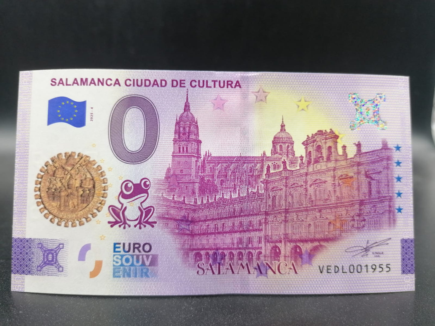 Billete Euro Souvenir - SALAMANCA CIUDAD DE CULTURA sellado 2025