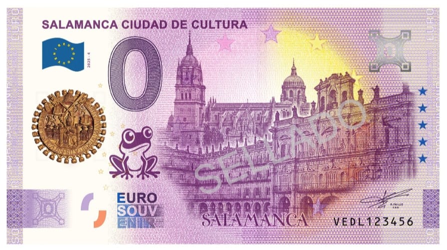 Billete Euro Souvenir - SALAMANCA CIUDAD DE CULTURA sellado 2025