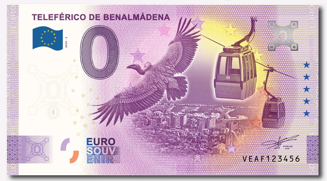Billete Euro Souvenir Teleférico de Benalmádena 2024-1