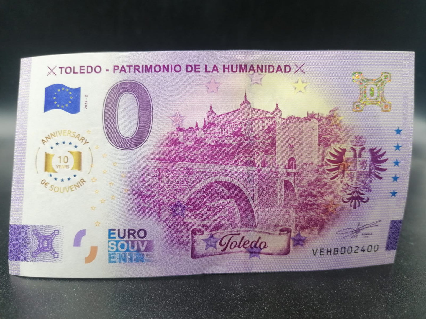 Edición 2025 Billete Euro Souvenir TOLEDO PATRIMONIO DE LA HUMANIDAD aniversary