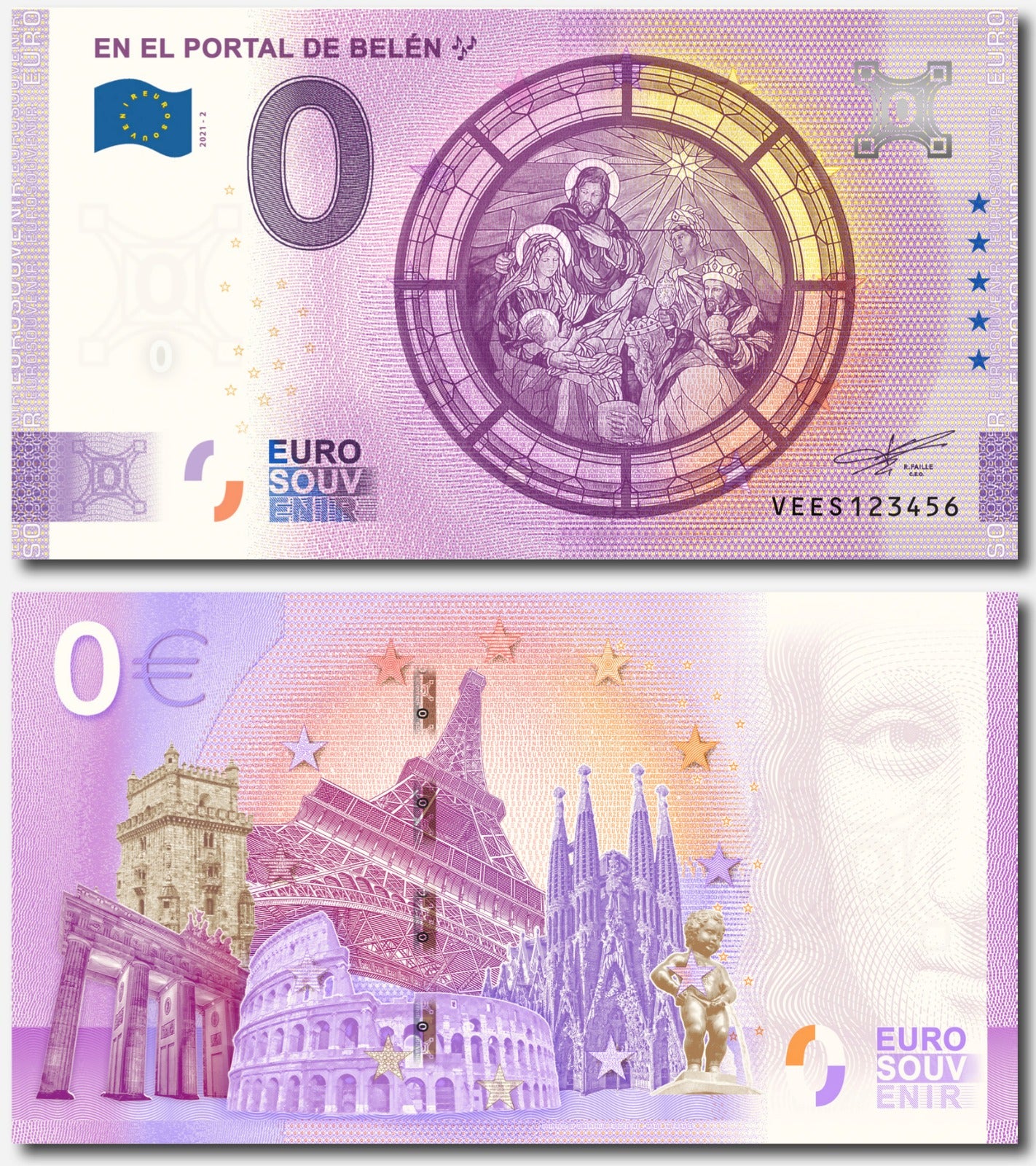 Billete Euro Souvenir - PORTAL DE BELÉN 2021