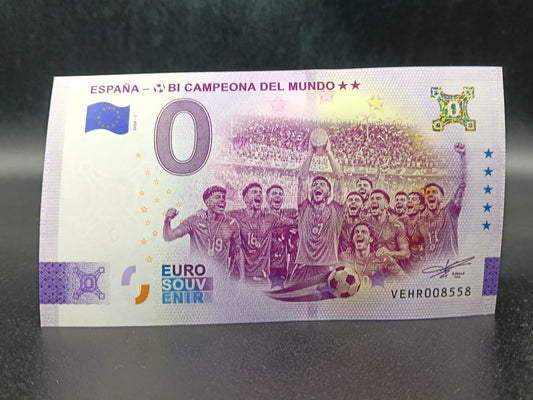 Edición 2026 Billete Euro Souvenir - BI CAMPEONA DEL MUNDO ** versión ORO