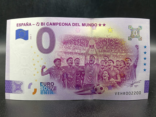 Edición 2026 Billete Euro Souvenir - BI CAMPEONA DEL MUNDO ** versión PLATA