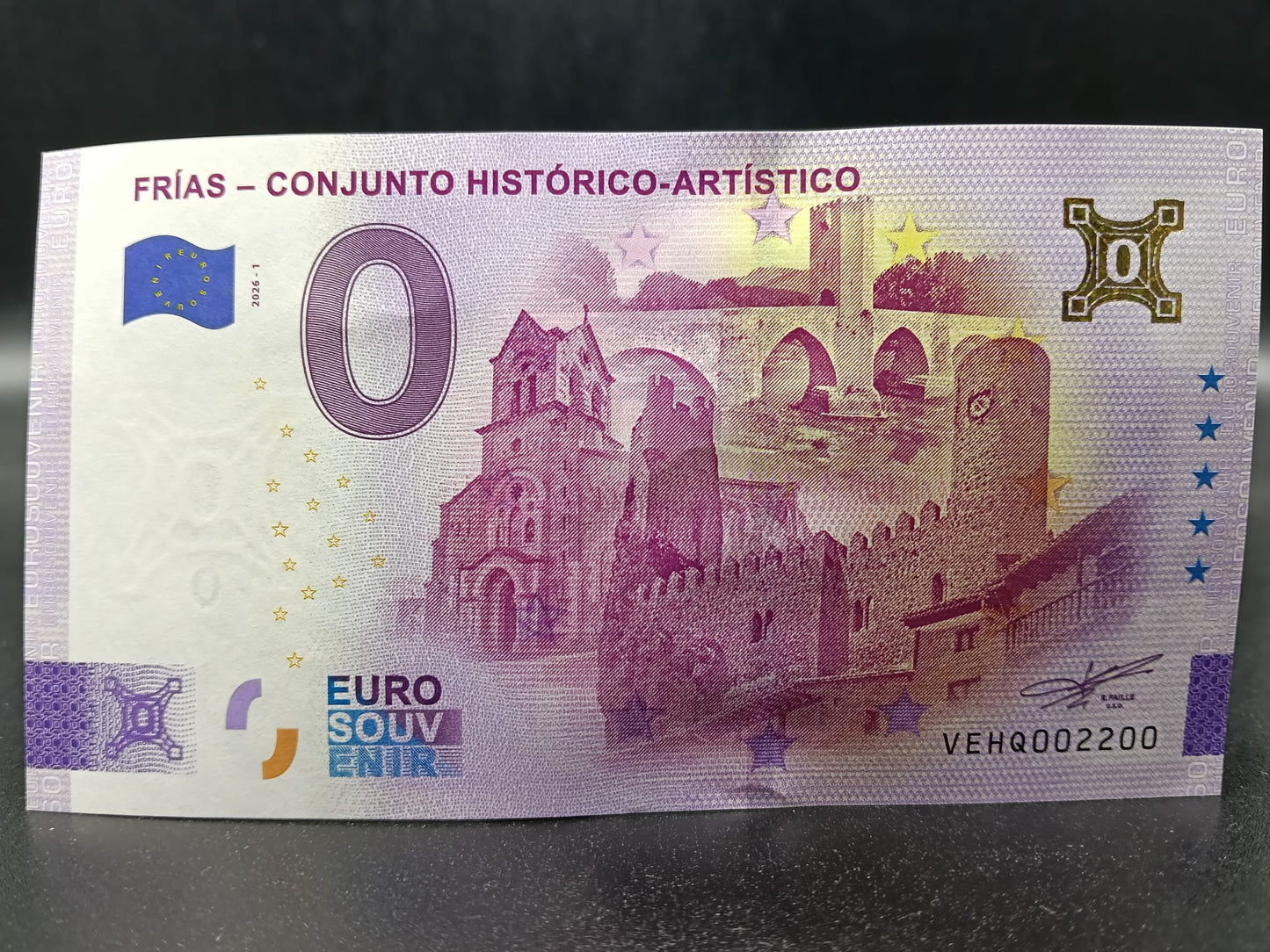 Edición 2026 Billete Euro Souvenir - FRIAS CONJUNTO HISTÓRICO-ARTÍSTICO versión ORO