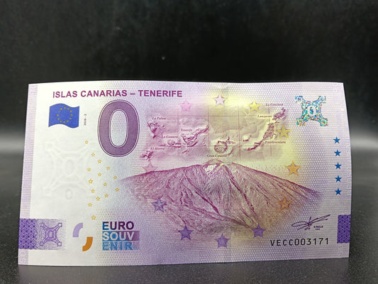 Billete Euro Souvenir Islas Canarias - Tenerife 2026 plata