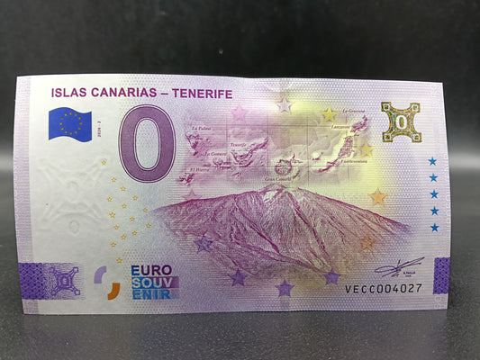 Billete Euro Souvenir Islas Canarias - Tenerife 2026 oro