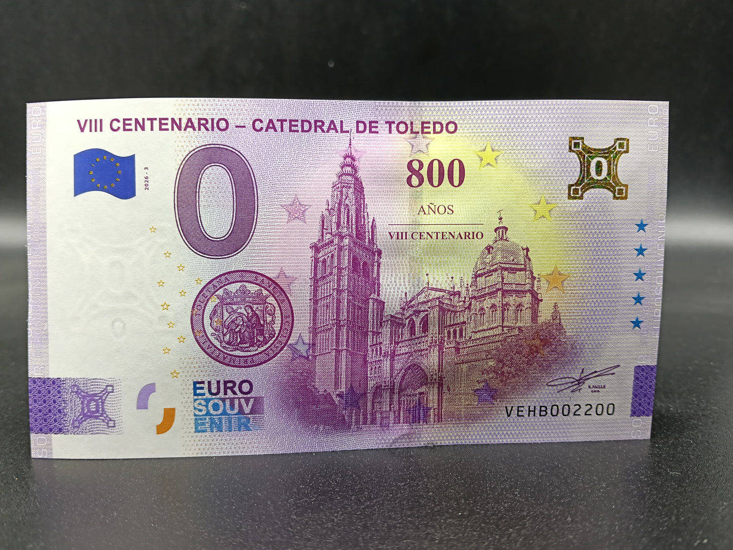 Billete Euro Souvenir VIII CENTENARIO CATEDRAL DE TOLEDO ORO