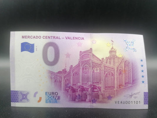 Edición 2025 Billete Euro Souvenir MERCADO CENTRAL-VALENCIA