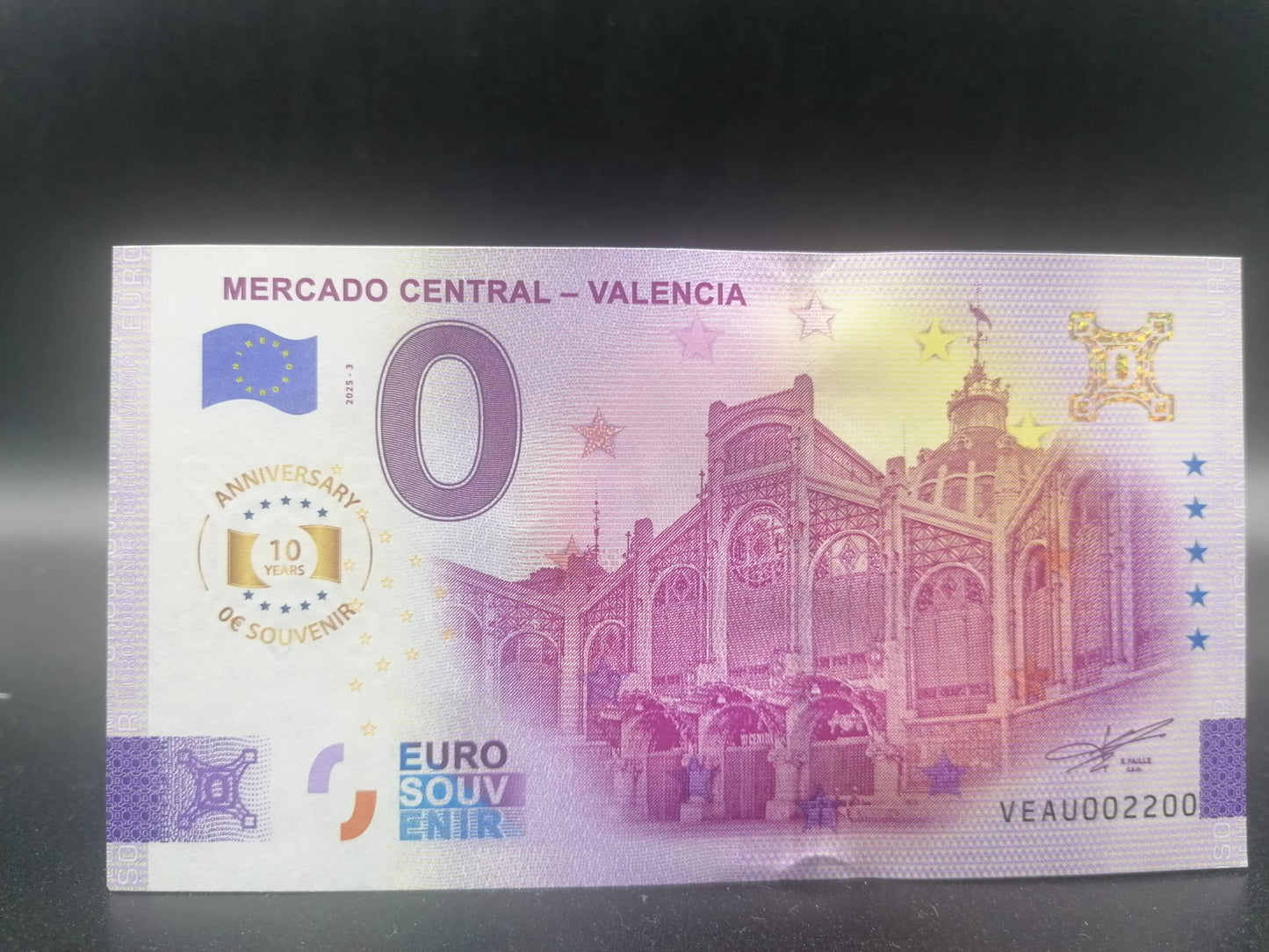 Edición 2025 Billete Euro Souvenir MERCADO CENTRAL-VALENCIA aniversary