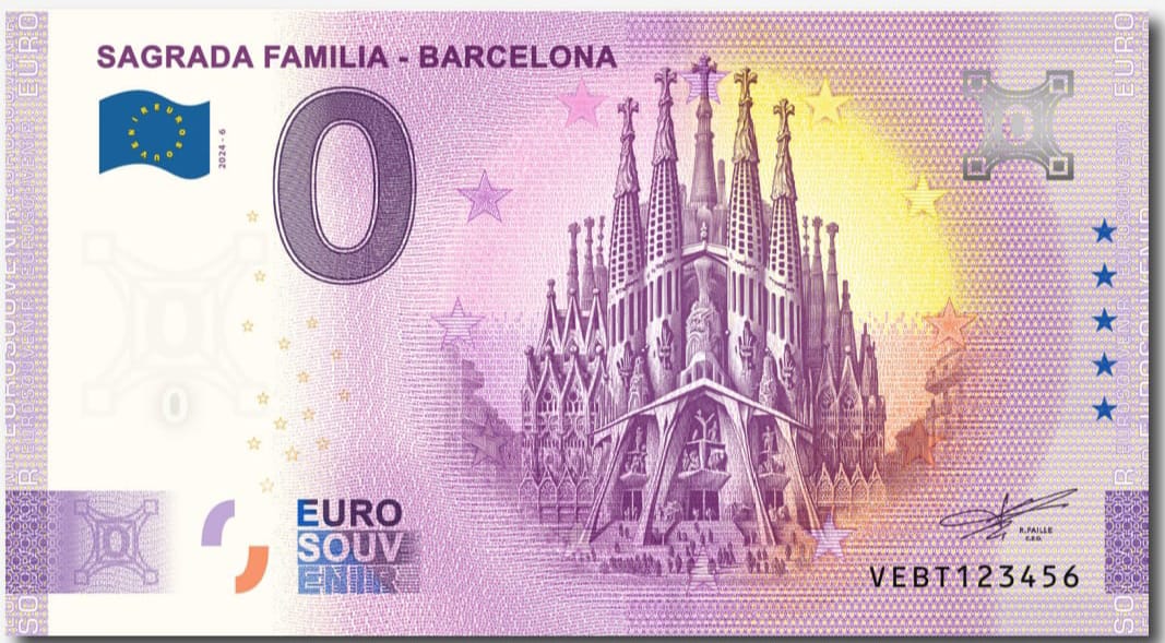 Billete Euro Souvenir - Sagrada Familia Barcelona 2024-6