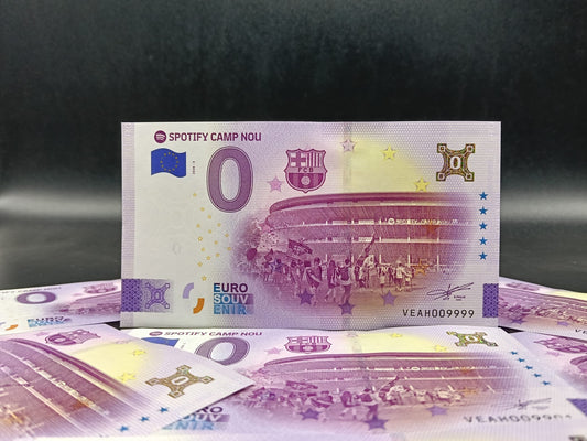 Edición 2026 Billete Euro Souvenir - SPOTIFY CAMP NOU 2026.3 versión ORO
