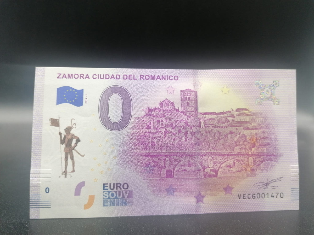 Billete Euro Souvenir Zamora. Sello de la veleta el Peromato