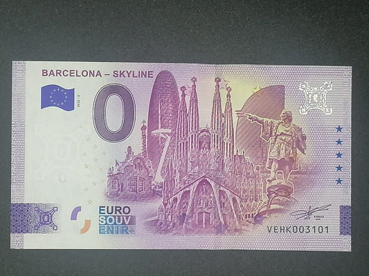 Billete Euro Souvenir BARCELONA-SKYLINE versión normal 2025