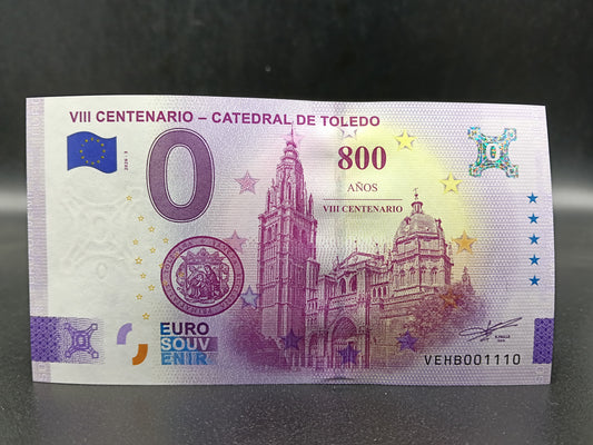 Billete Euro Souvenir VIII CENTENARIO CATEDRAL DE TOLEDO PLATA