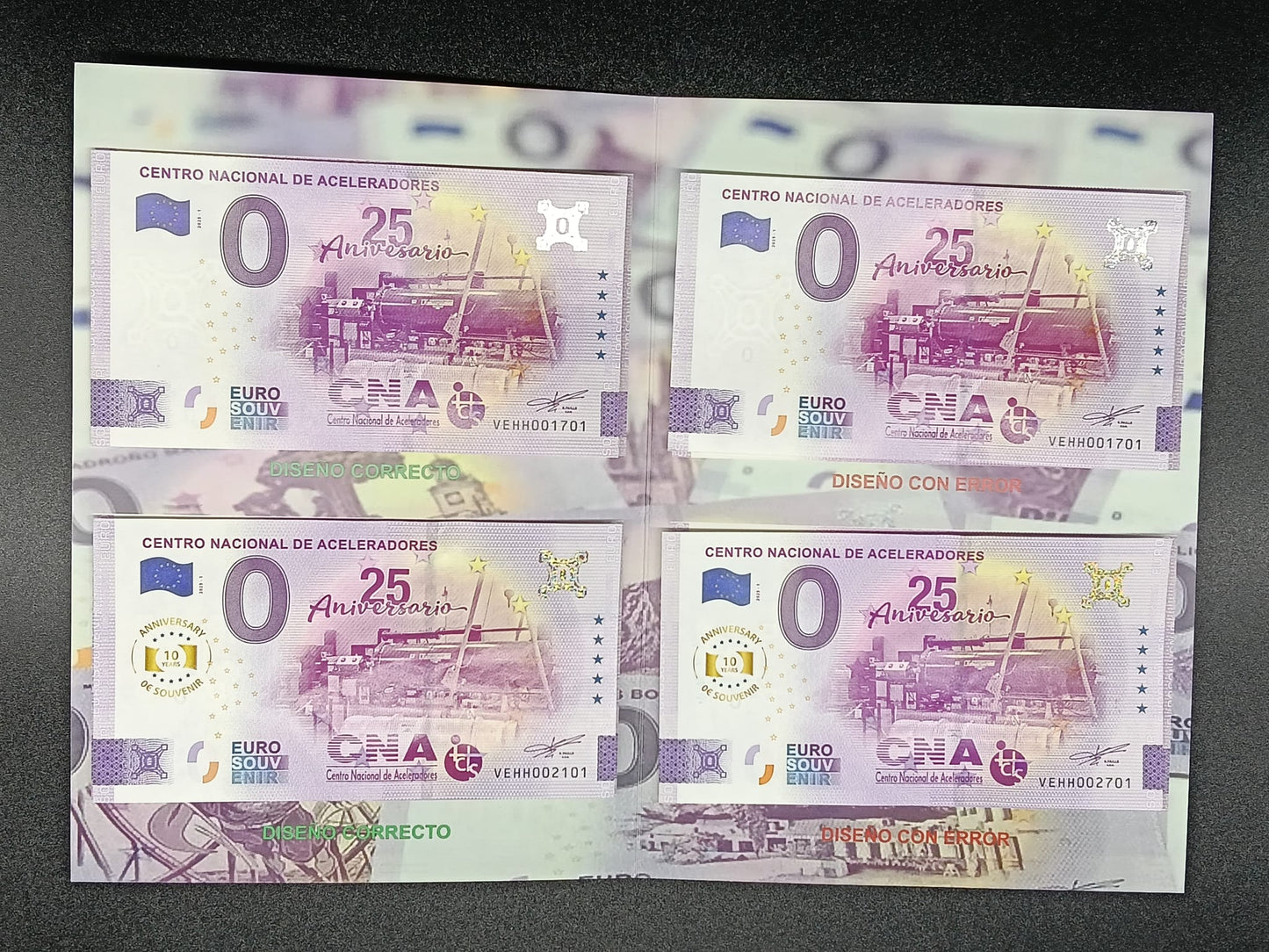 Díptico CNA ACELERADORES 4 billetes (2 con error ortográfico)