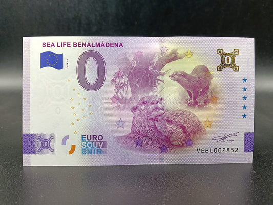 Edición 2026. Billete Euro Souvenir - Sealife Nutrias oro 2026-6