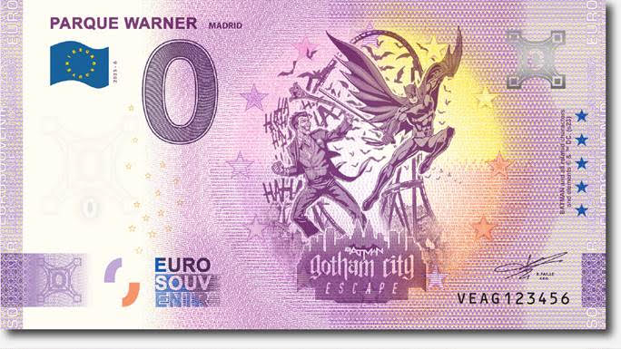 Billete Euro Souvenir PARQUE WARNER - BATMAN GOTHAM CITY 2023