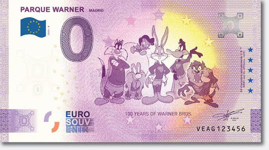 Billete Euro Souvenir PARQUE WARNER - LOONEYS 2023