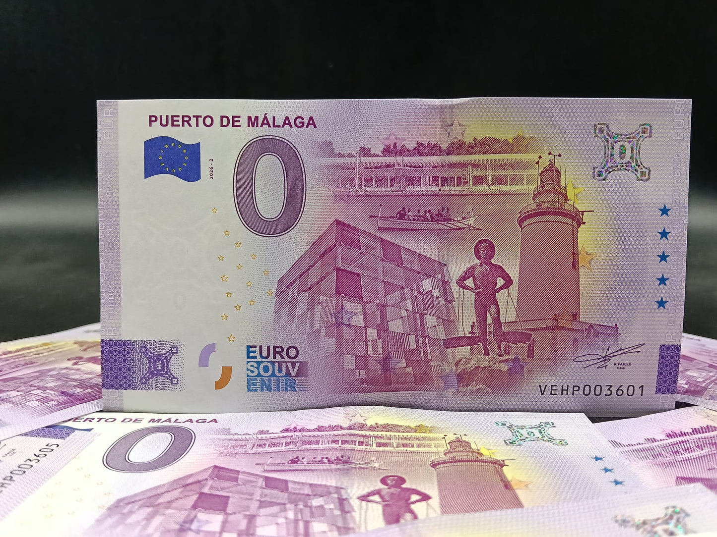 Billete Euro Souvenir PUERTO DE MÁLAGA 2026 plata