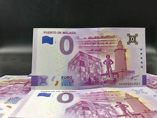 Billete Euro Souvenir PUERTO DE MÁLAGA 2026 oro