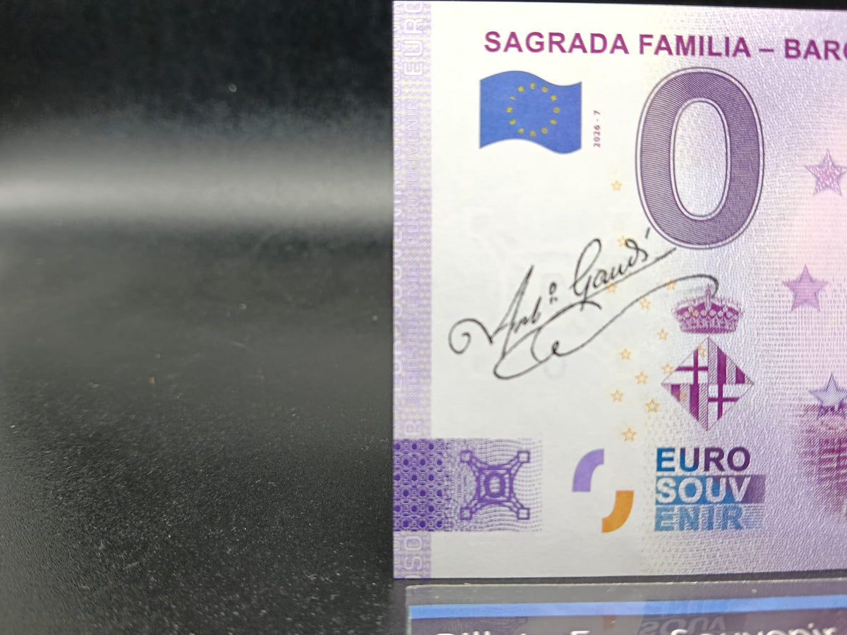 Edición 2026. Billete Euro Souvenir - Sagrada Familia Barcelona sellado 2026-7