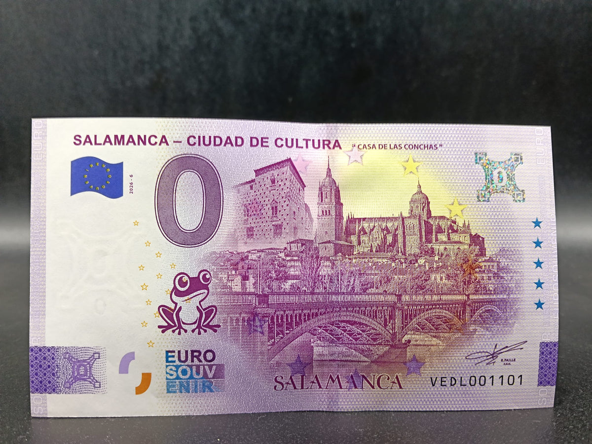 Edición 2026. Billete Euro Souvenir - Salamanca ciudad cultura- casa de las conchas plata 2026-6