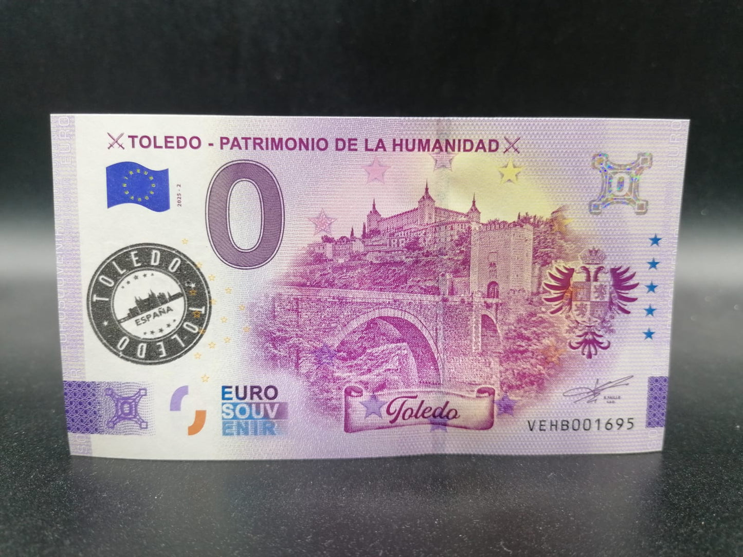 Edición 2025 Billete Euro Souvenir TOLEDO PATRIMONIO DE LA HUMANIDAD sellado