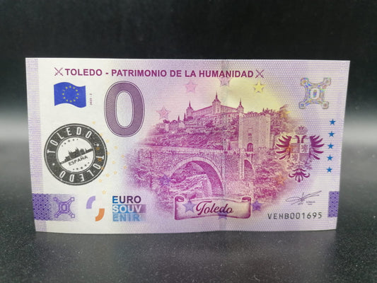 Edición 2025 Billete Euro Souvenir TOLEDO PATRIMONIO DE LA HUMANIDAD sellado