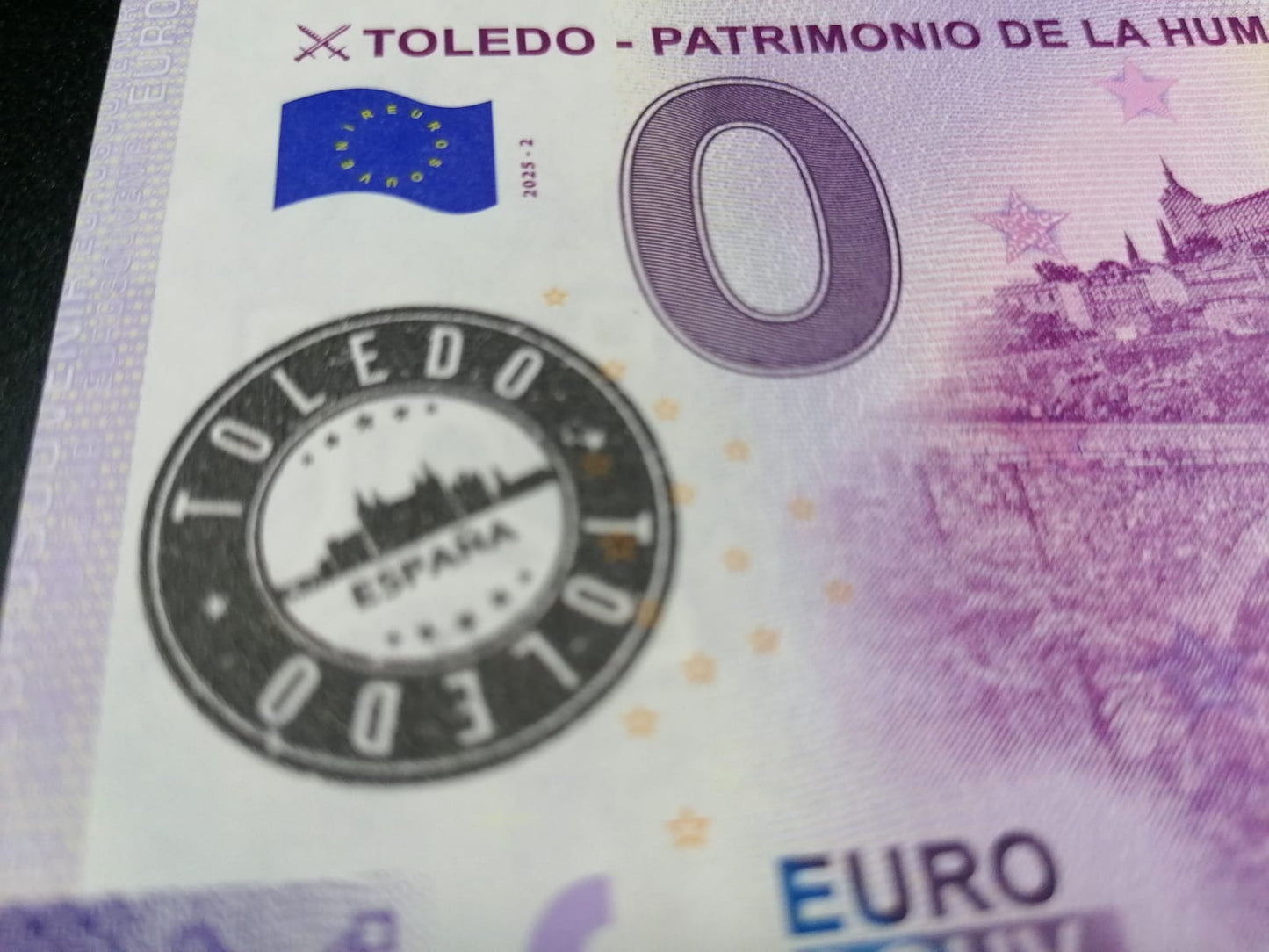Edición 2025 Billete Euro Souvenir TOLEDO PATRIMONIO DE LA HUMANIDAD sellado