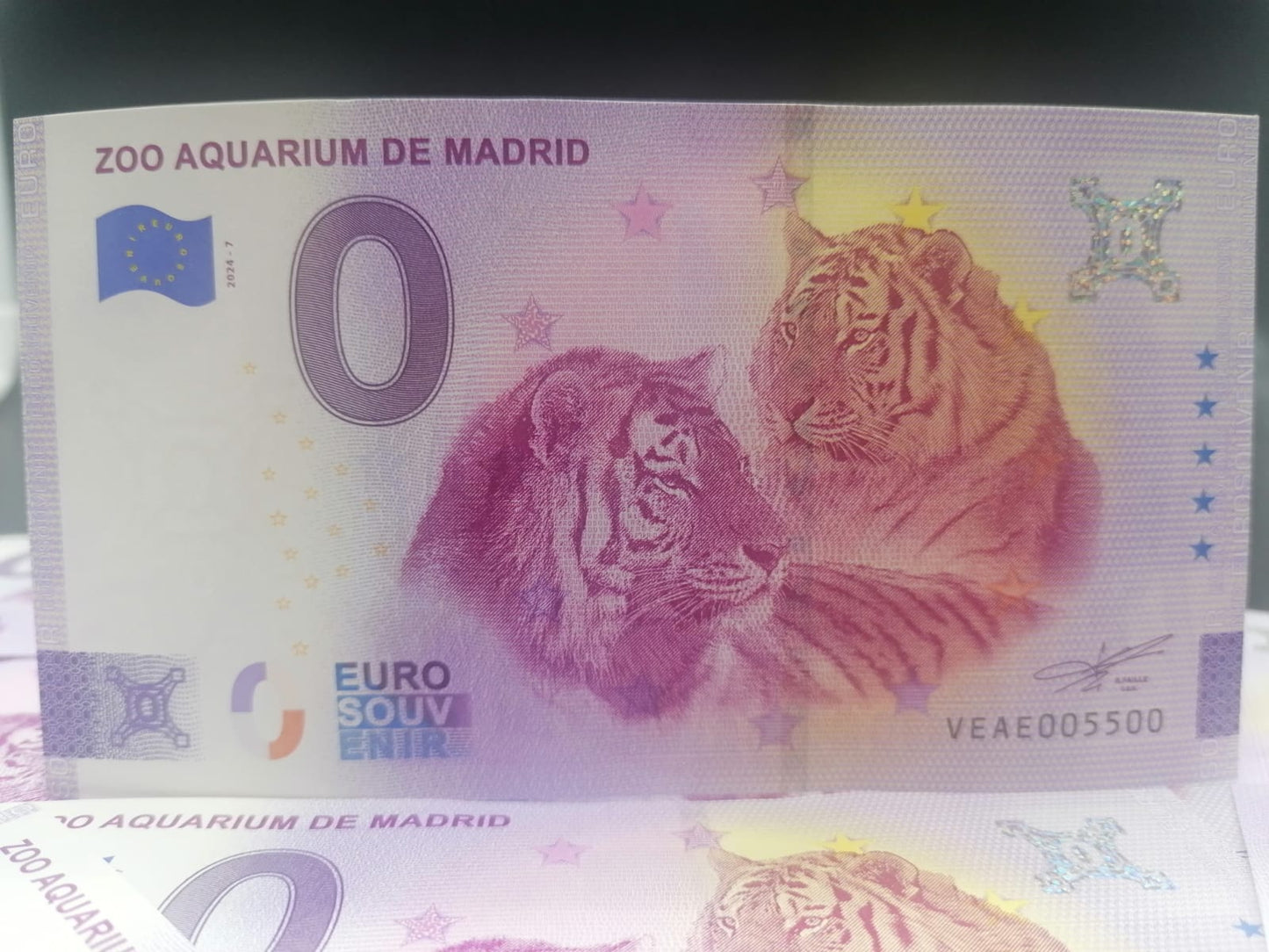 Billete Euro Souvenir Zoo Aquarium de Madrid - TIGRES SIBERIANOS 2024.7