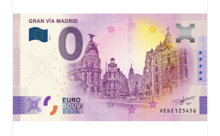 Bilhete de aniversário eurosouvenir Gran Via de Madrid