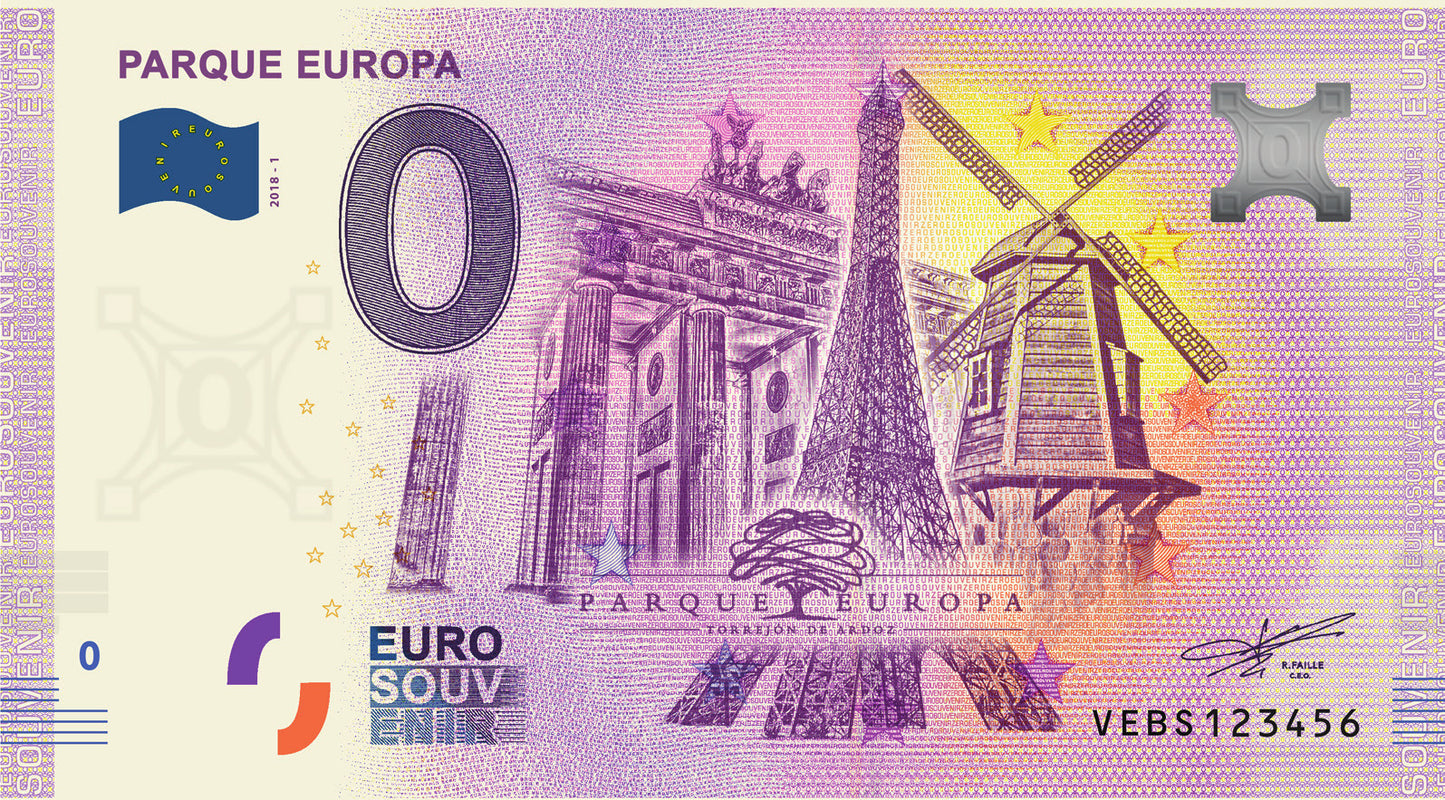 Billete Euro Souvenir - PARQUE EUROPA 2019