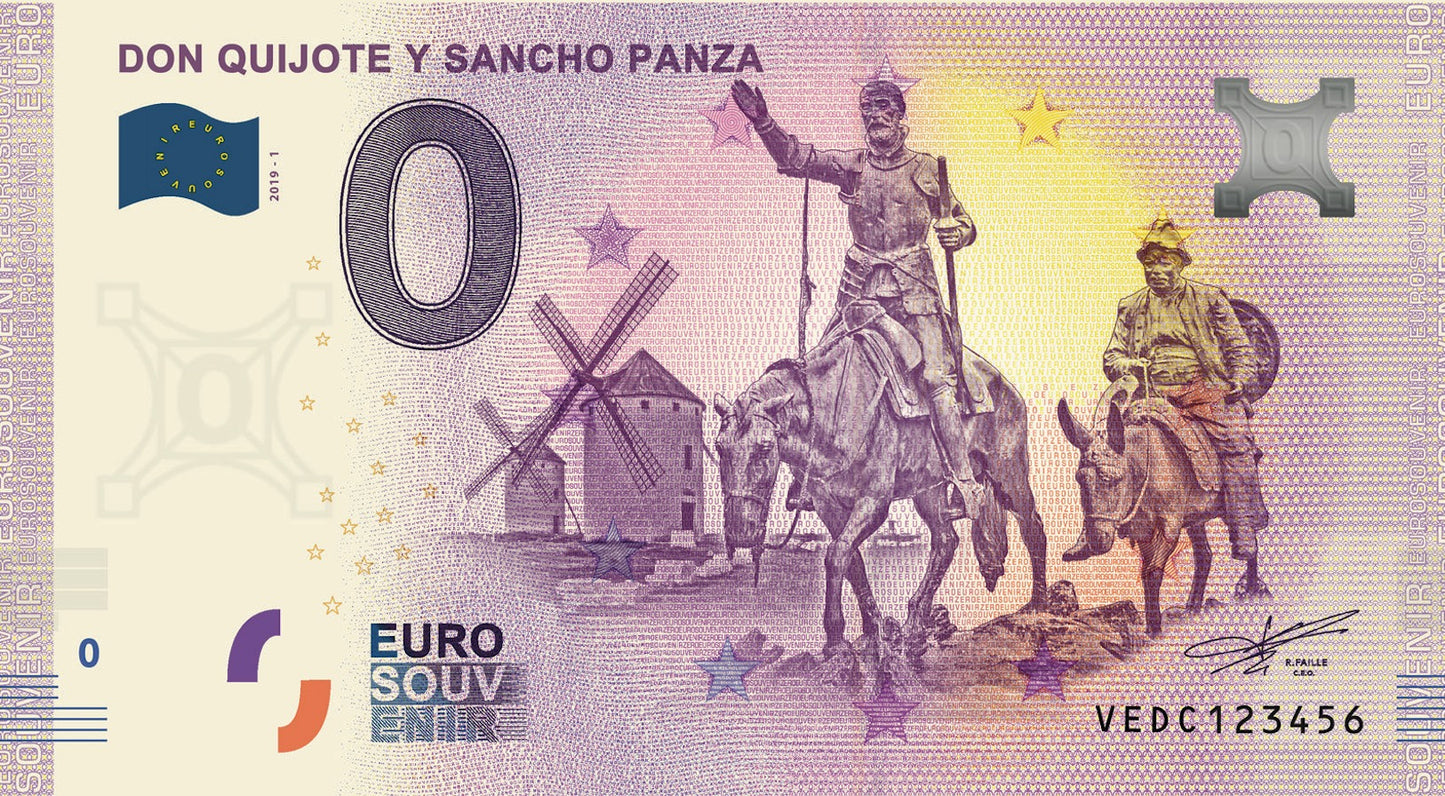 Eurolembrança de entrada Don Quixote e Sancho Panza