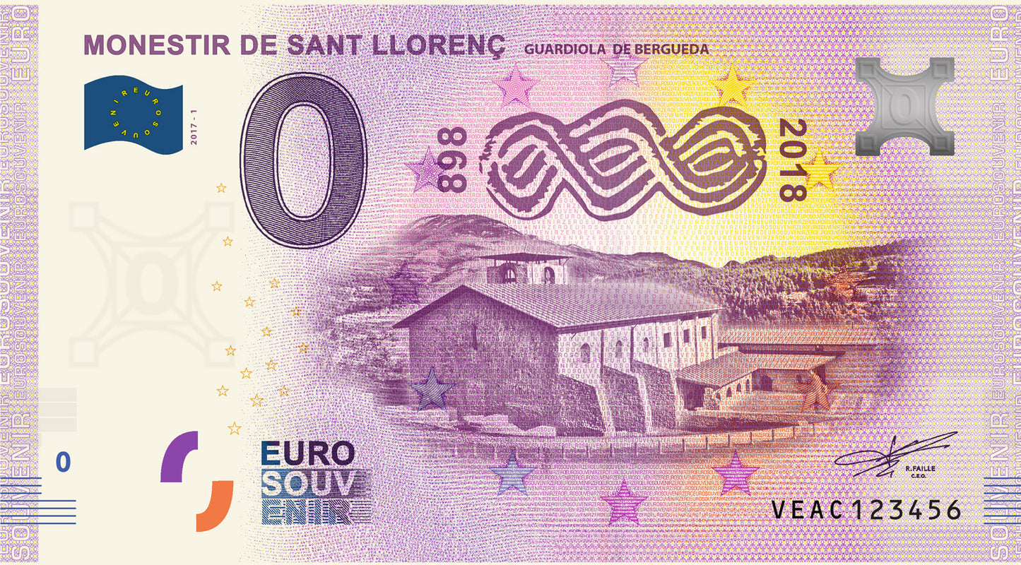 Nota de banco Eurosouvenir Monestir de Sant Llorenç