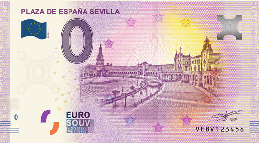 Nota de euro Eurosouvenir Plaza de España Sevilha