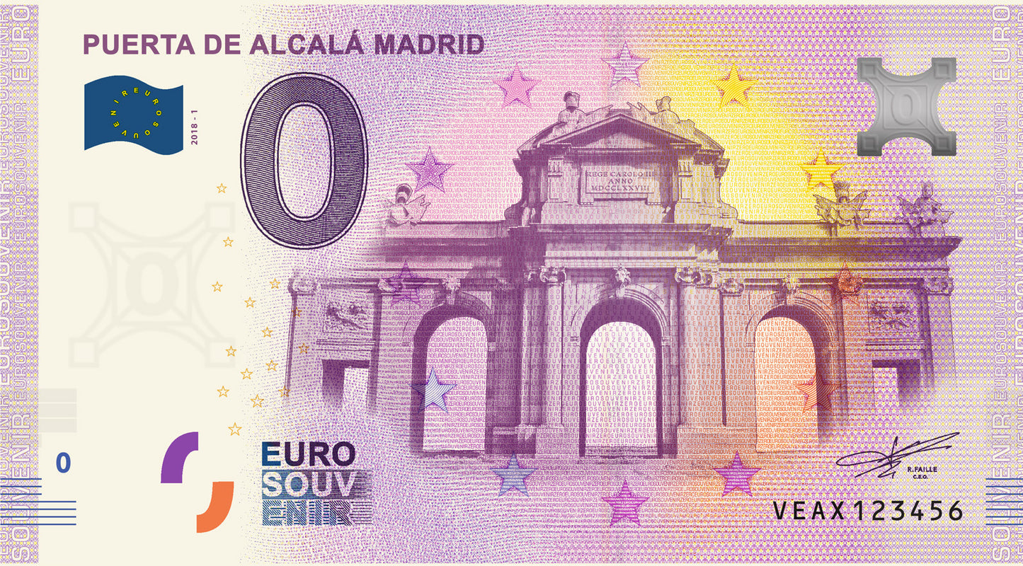 Billete Euro Souvenir - PUERTA DE ALCALÁ MADRID 2020